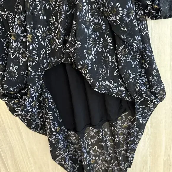 Free People Dress Open Back Size XS Black & Purple Floral Boho Charlotte Lace - Picture 9 of 16